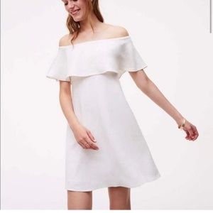 LOFT White Linen Off-the-Shoulder Dress